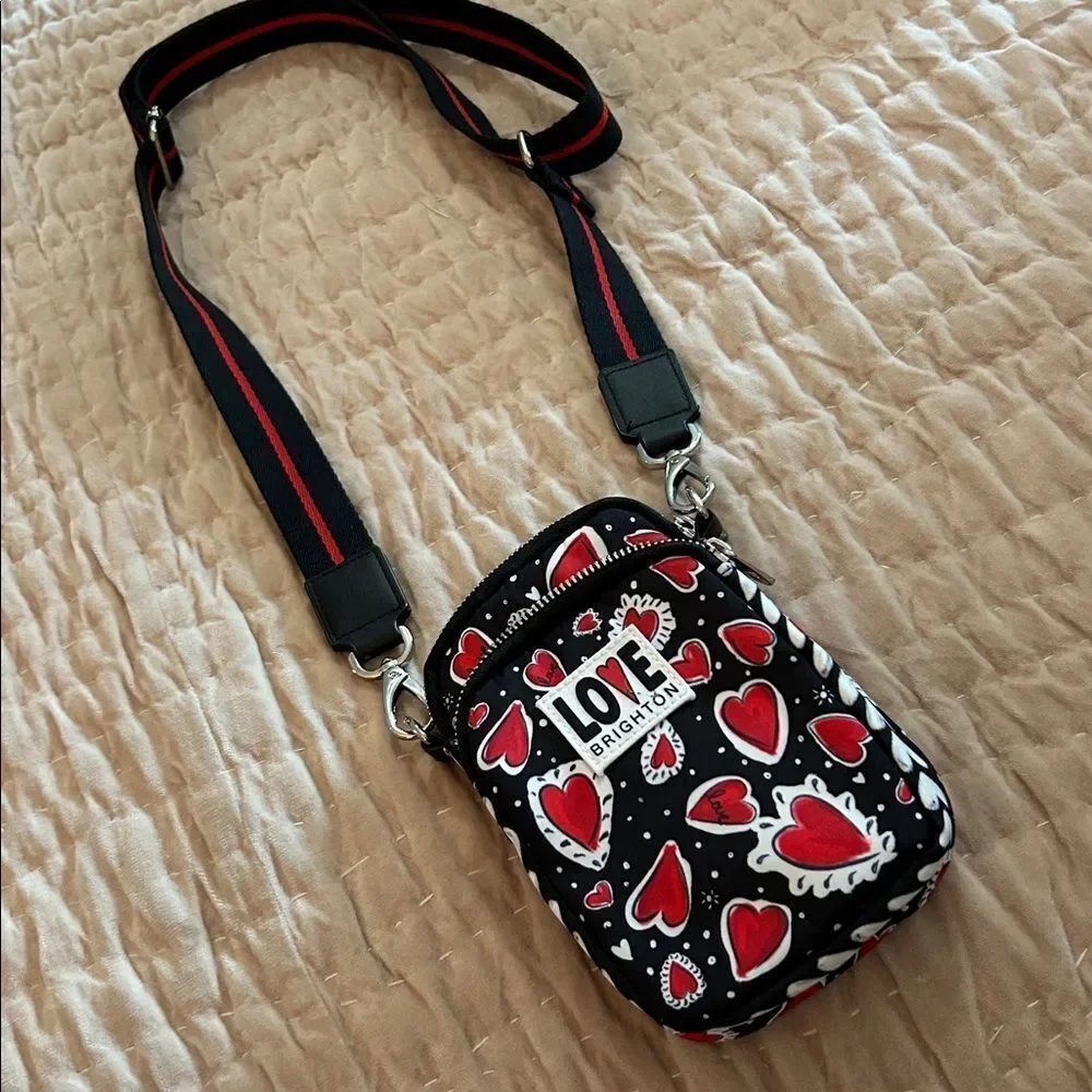 Brighton Love Heart Phone/wallet  Bag - Black and Red